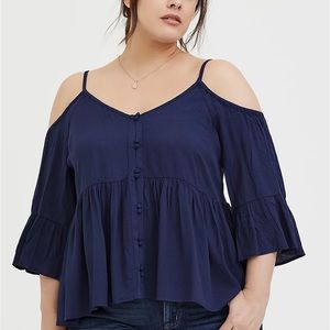 Torrid Dark Blue Cold Shoulder Top